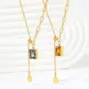 Wholesale Jewelry Fashion Geometric 304 Stainless Steel Zircon 16K Gold Plated White Gold Plated Gold Plated Inlay Stainless Steel Necklaces