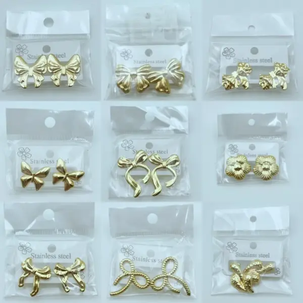 Fashionable Unique Stainless Steel Butterfly Knot Ear Cuff Women's Personality Folding Wavy Texture Earrings Luxury Style