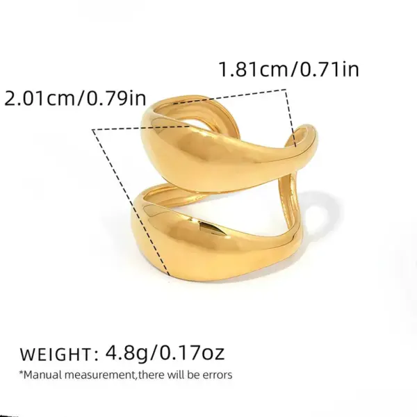 Wholesale Summer Ladies' 18K Gold Plated Stainless Steel Geometric Hollow Out Open Ring Adjustable Rings Casual Wear All Seasons