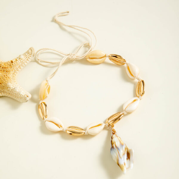 Wholesale European and American Cross-border Bohemian Shell Conch Necklace Fashion Distinctive Beach Style Handmade Woven Shellfish Necklace