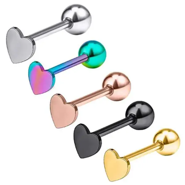 Wholesale 1 Piece Tongue Rings Simple Style Heart Shape Solid Color Horse 304 Stainless Steel Vacuum Plating Tongue Rings