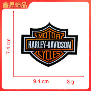 Heated hot melt glue*orange white*small letter shield*harley-davidson*height 7.4*9.4cm