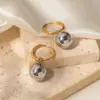 304 Stainless Steel Round PVD Coated 18K Real Gold Plated INS Style Plating Silver Drop Earrings