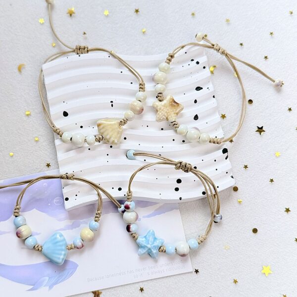 Wholesale Ceramic Bracelet No Fade Women's Summer Artistic Popular New Chinese Style Fresh Student Ocean Series Adjustable Hand Rope