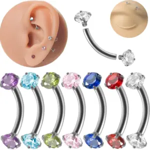 1 Piece Ear Cartilage Rings & Studs IG Style Geometric 304 Stainless Steel Zircon Inlay Zircon Eyebrow Studs