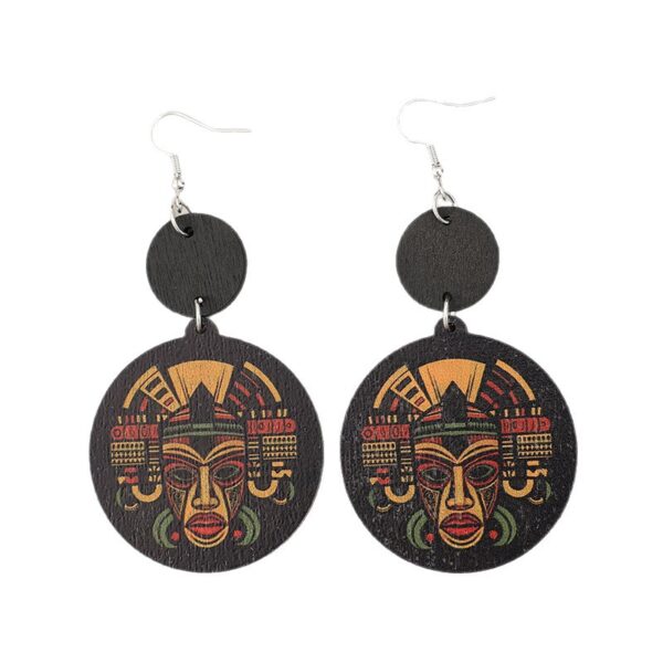 oly-1a51c07d0407e295bb856f1e2e30cf11 Wholesale Geometric Printed Pharaonic Image Vintage Wooden Earrings
