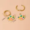 1 Pair Bohemian Sector Enamel 304 Stainless Steel Turquoise Stainless Steel Earrings