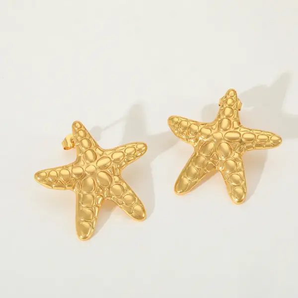 Wholesale 1 Pair Elegant Cute Artistic Pentagram 304 Stainless Steel 18K Gold Plated Ear Studs