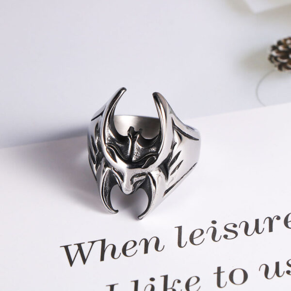 Wholesale Cross Border Retro Batman Titanium Steel Ring Personality Hip Hop Stainless Steel Ring in stock Wholesale SA1195