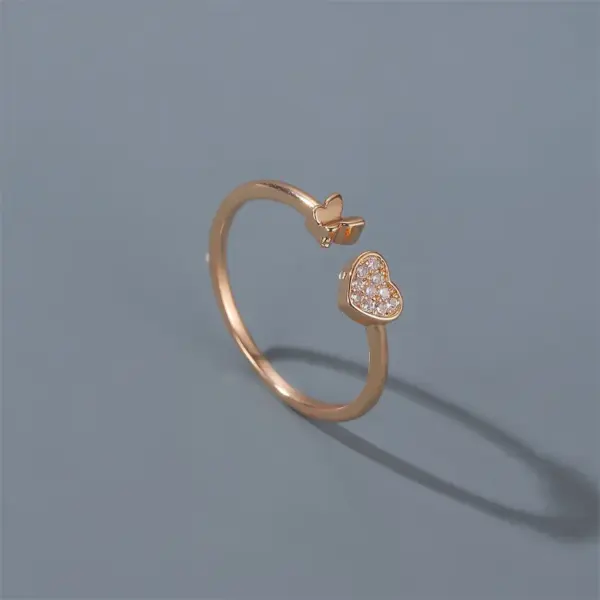 Wholesale Copper Plating Heart Artificial Gemstones Copper Rings