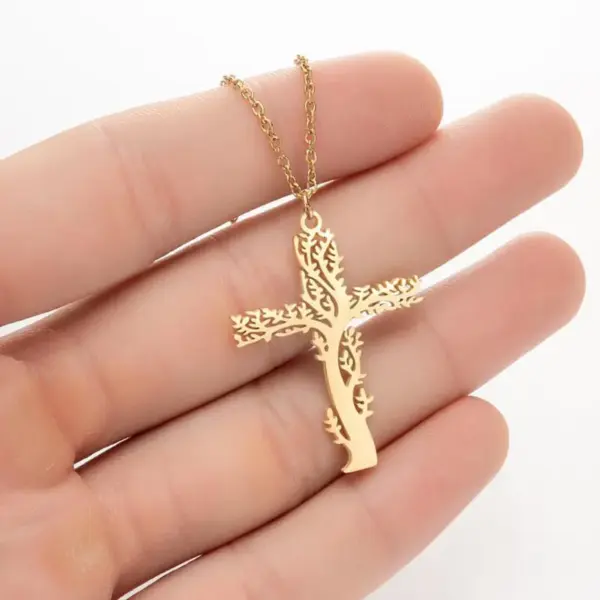 Wholesale Jewelry Fashion Cross 201 Stainless Steel 18K Gold Plated Plating Stainless Steel Necklaces