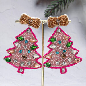 1 pair of pink christmas tree bows