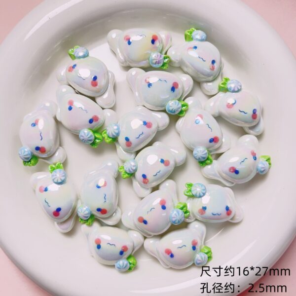 Wholesale High-quality uv color-plated cartoon resin Sanrio straight hole beaded diy mobile phone chain keychain material jewelry accessories