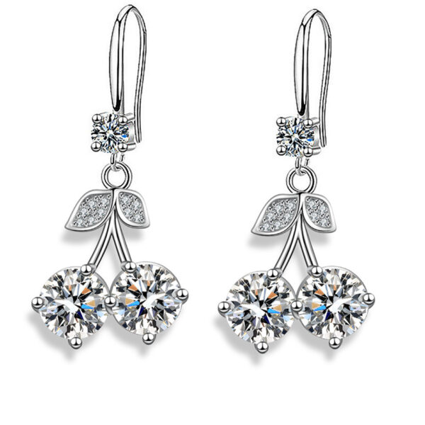 Wholesale 2024 cross-border Europe and the United States hot cherry inlaid long color zircon earrings earrings mother mother's day gift