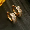 Wholesale 1 Pair Shiny Heart Shape Plating Inlay Copper Zircon 18K Gold Plated Hoop Earrings