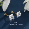 Wholesale 1 Pair XUPING Simple Style Square Inlay 304 Stainless Steel Artificial Gemstones 18K Gold Plated Raw Steel Ear Studs