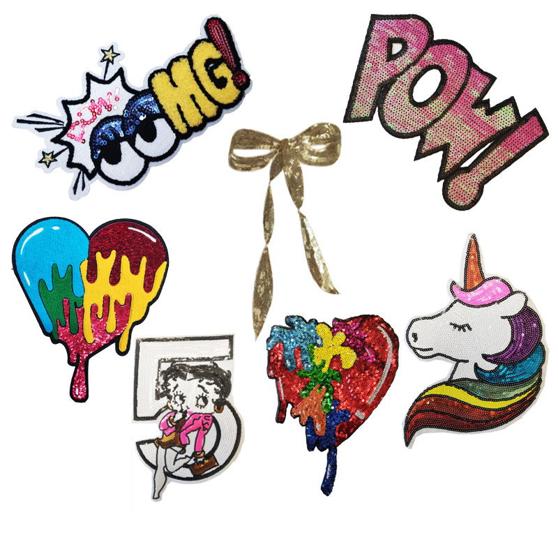 Wholesale Cross-Border Clothing Aessories, Sequin Embroidery, Clothing Aessories, Numbers, Letters, Sequin Embroidery, Cloth Patches, Factory Direct S