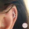 1 Piece Ear Cartilage Rings & Studs Fashion Petal 925 Sterling Silver Plating Inlay Zircon