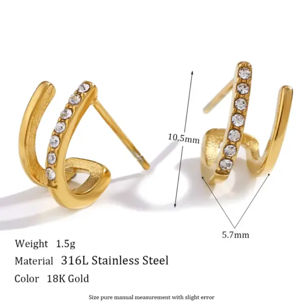 Wholesale PVD Coated Real Gold Plated 18K Gold Geometric 304 Stainless Steel Simple Style Waterproof Non Tarnish Ear Studs