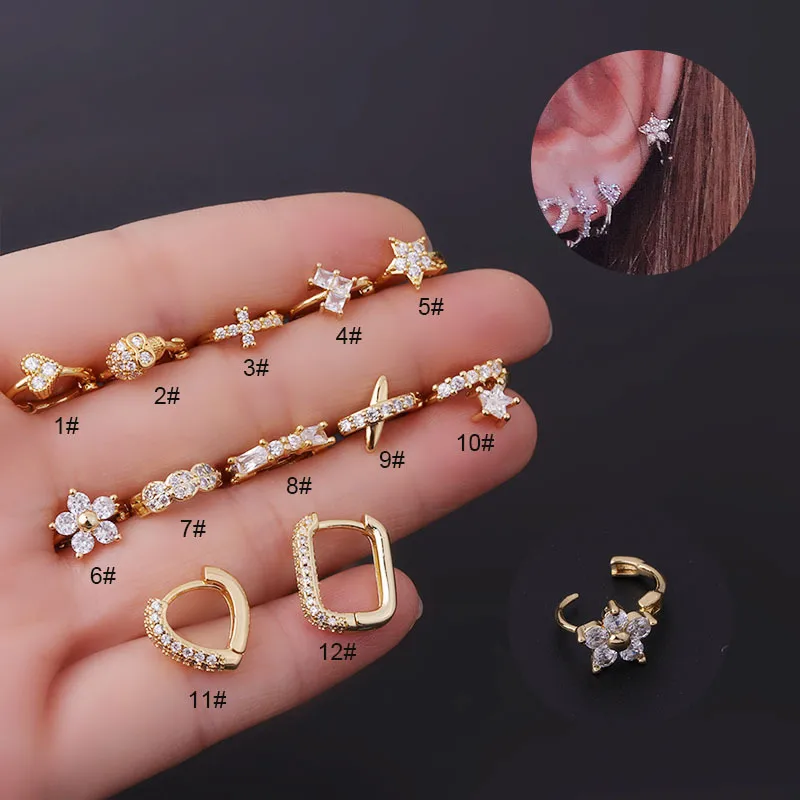 Wholesale Ear Cartilage Rings & Studs Fashion Heart Copper Plating