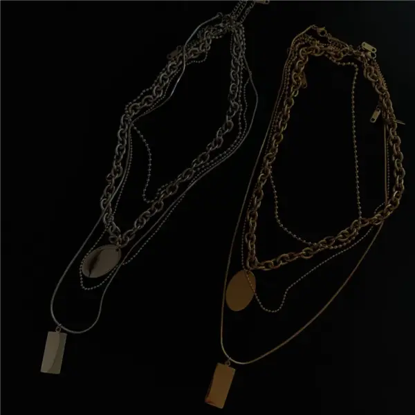 PVD Coated Real Gold Plated 18K Gold Geometric Stainless Steel Fashion Waterproof Non Tarnish Titanium Steel Necklace