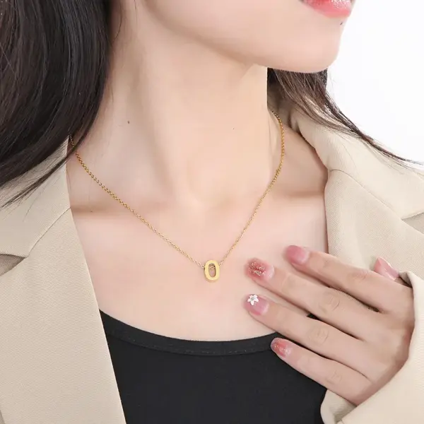 304 Stainless Steel Letter PVD Coated 18K Real Gold Plated Fashion Waterproof Non Tarnish Plating Pendant Necklace