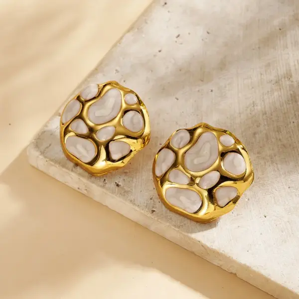 Wholesale INS Style Basic Model (Simple Style) Sweet Irregular Oil Drop 304 Stainless Steel No Inlay Material Water Plating Imitation Gold Women's Earrings Studs