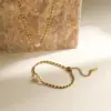 Wholesale PVD Coated 18K Gold Plated Geometric 304 Stainless Steel Simple Style Commute Waterproof Non Tarnish 304 Stainless Steel Bracelets Necklace
