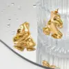 PVD Coated Real Gold Plated 16K Gold White Gold Plated Gold Plating Solid Color 316 Stainless Steel Casual Waterproof Non Tarnish Ear Studs