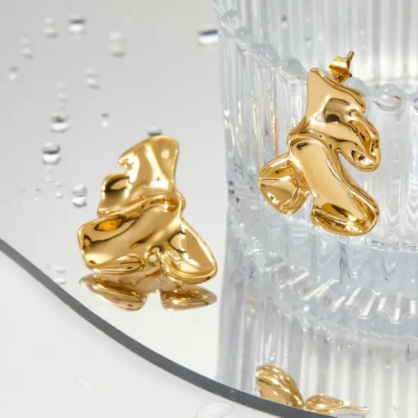 PVD Coated Real Gold Plated 16K Gold White Gold Plated Gold Plating Solid Color 316 Stainless Steel Casual Waterproof Non Tarnish Ear Studs