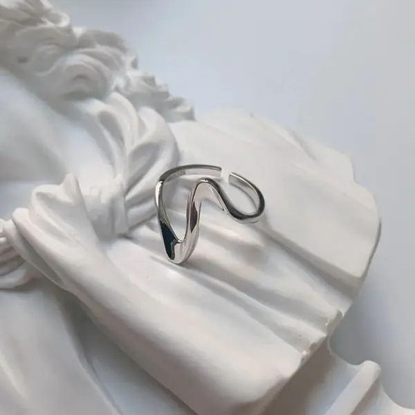 PVD Coated Real Gold Plated 18K Gold Waves 304 Stainless Steel Hip-Hop Modern Style Waterproof Non Tarnish Open Rings