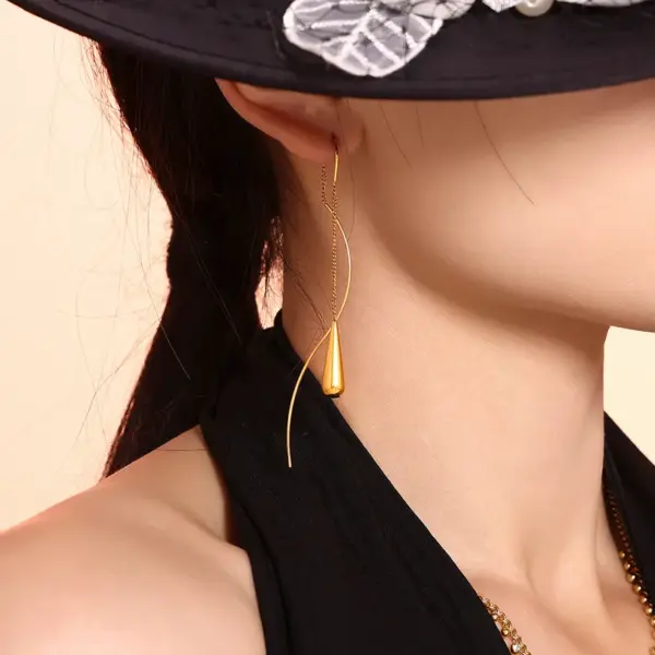 Wholesale PVD Coated Real Gold Plated 18K Gold Geometric 304 Stainless Steel Elegant Vacation Simple Style Waterproof Non Tarnish Drop Earrings