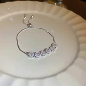 35# Bracelet-Silver-Inlaid Zircon (Real Gold Plating)