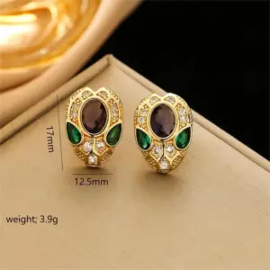 380 Snake Head Ear Studs-Golden Purple