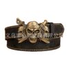 Wholesale Cross-Border Punk Double Sword Three Ghost Buckle Retro Western Cowboy Pu Leather Belt