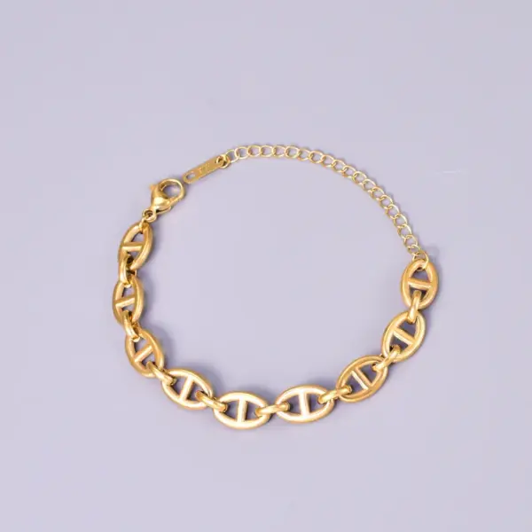 Wholesale 304 Stainless Steel Solid Color Ion Plating (IP) 18K Real Gold Plated Basic Waterproof Non Tarnish Patchwork Plating Gold Silver Bracelets