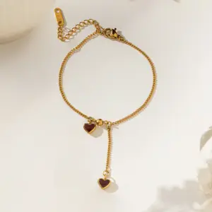【XKB0171】Heart-shaped Oil Drop Bracelet / Gold