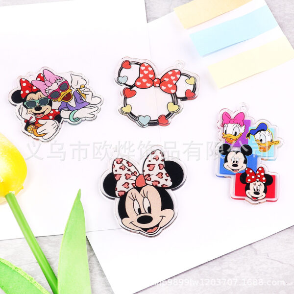 Wholesale New Loose Powder Cross-Border Cartoon Mickey Cute Pendant Jewelry Acrylic Pin Cute DIY Patch Accessories