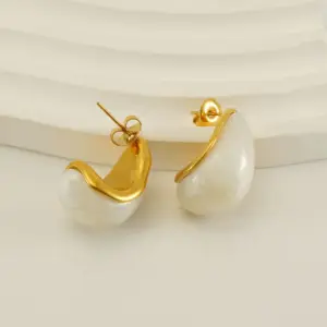 PVD Coated 18K Gold Plated C Shape 304 Stainless Steel Casual Simple Style Waterproof Non Tarnish Ear Studs
