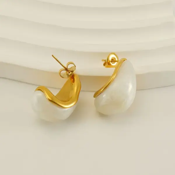 PVD Coated 18K Gold Plated C Shape 304 Stainless Steel Casual Simple Style Waterproof Non Tarnish Ear Studs
