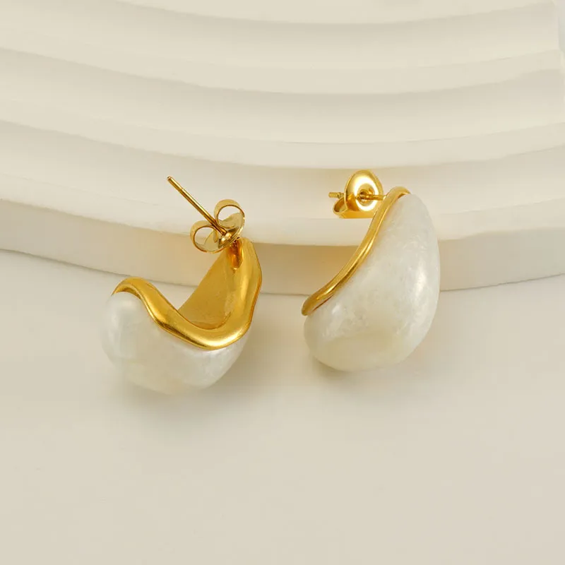 Wholesale PVD Coated 18K Gold Plated C Shape 304 Stainless Steel Casual Simple Style Waterproof Non Tarnish Ear Studs