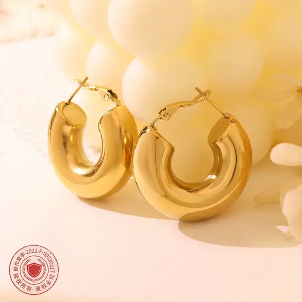 Wholesale PVD Coated Real Gold Plated 18K Gold Printing 304 Stainless Steel Retro Waterproof Non Tarnish Earrings