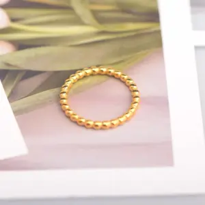 Wholesale PVD Coated Real Gold Plated Waves Stainless Steel Simple Style Waterproof Non Tarnish Rings