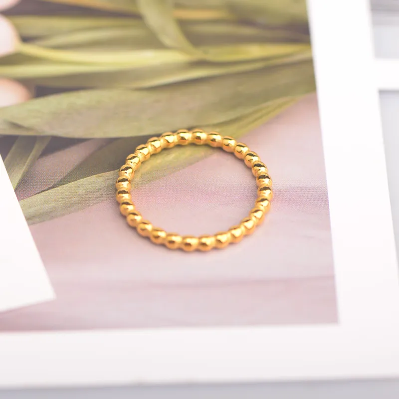 Wholesale PVD Coated Real Gold Plated Waves Stainless Steel Simple Style Waterproof Non Tarnish Rings
