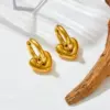 Wholesale 304 Stainless Steel Solid Color PVD Coated 18K Real Gold Plated 18K Gold Simple Style Commute Waterproof Non Tarnish Plating Hoop Earrings