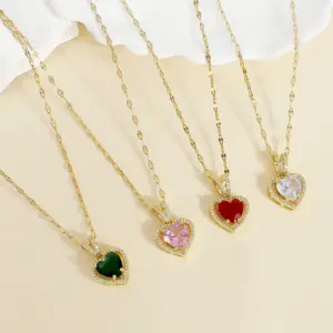 Wholesale PVD Coated 18K Gold Plated Heart Shape 304 Stainless Steel Elegant Simple Style Waterproof Non Tarnish 304 Stainless Steel Pendant Necklace