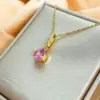 Wholesale Titanium Steel IG Style Geometric Plating Inlay Zircon Pendant Necklace