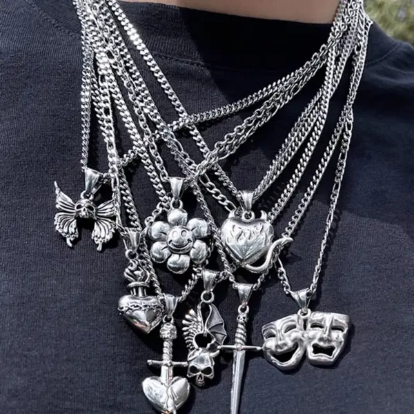 Wholesale Jewelry Punk Skull Stainless Steel Alloy Plating Pendant Necklace