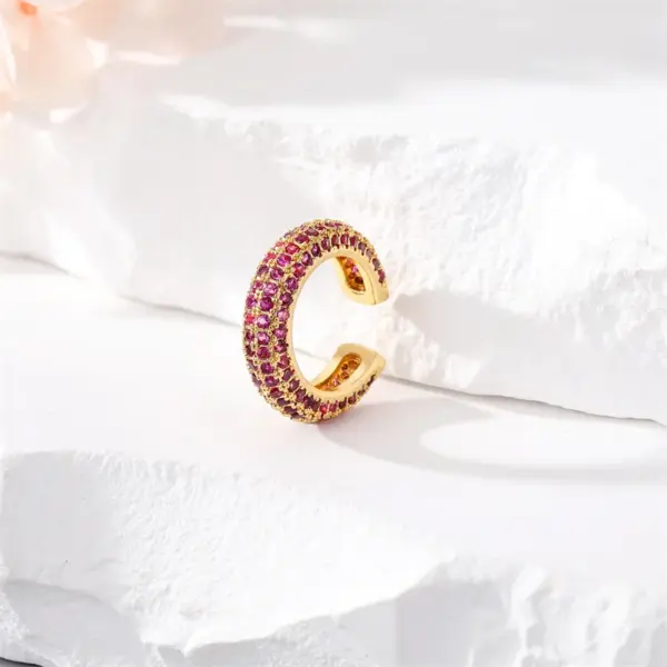 Wholesale 1 Piece Simple Style C Shape Plating Inlay Copper Zircon Gold Plated Ear Clips