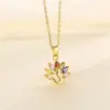 Wholesale Stainless Steel Titanium Steel 18K Gold Plated Fashion Plating Inlay Heart Shape Flower Bow Knot Zircon Pendant Necklace